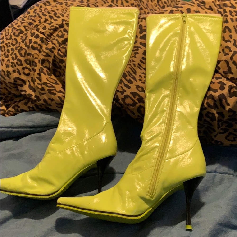 Lime Green Patent Boots